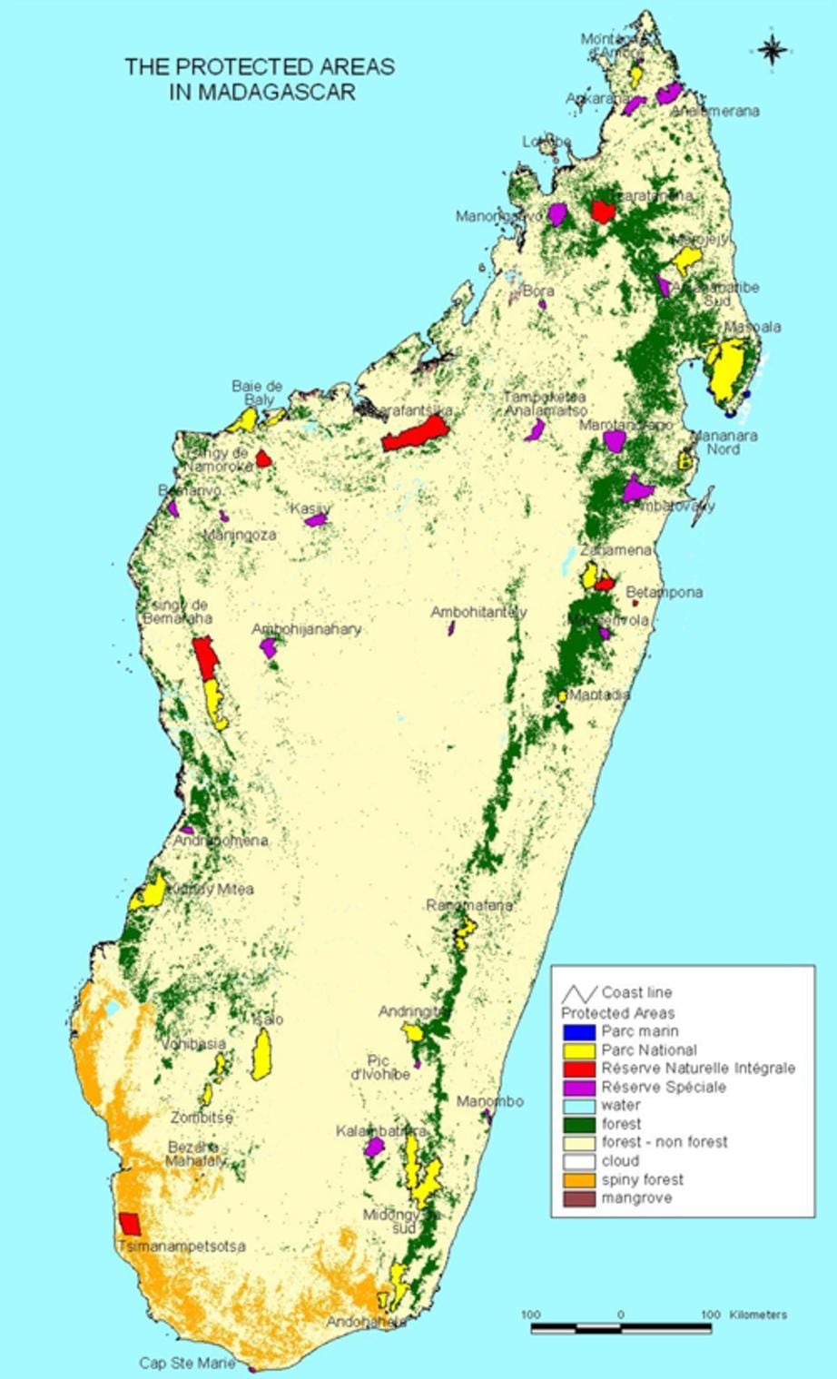 քարտեզ Մադագասկար ազգային պարկեր