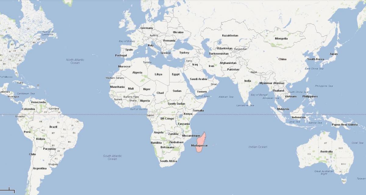 աշխարհի քարտեզը ցույց տալով Մադագասկար