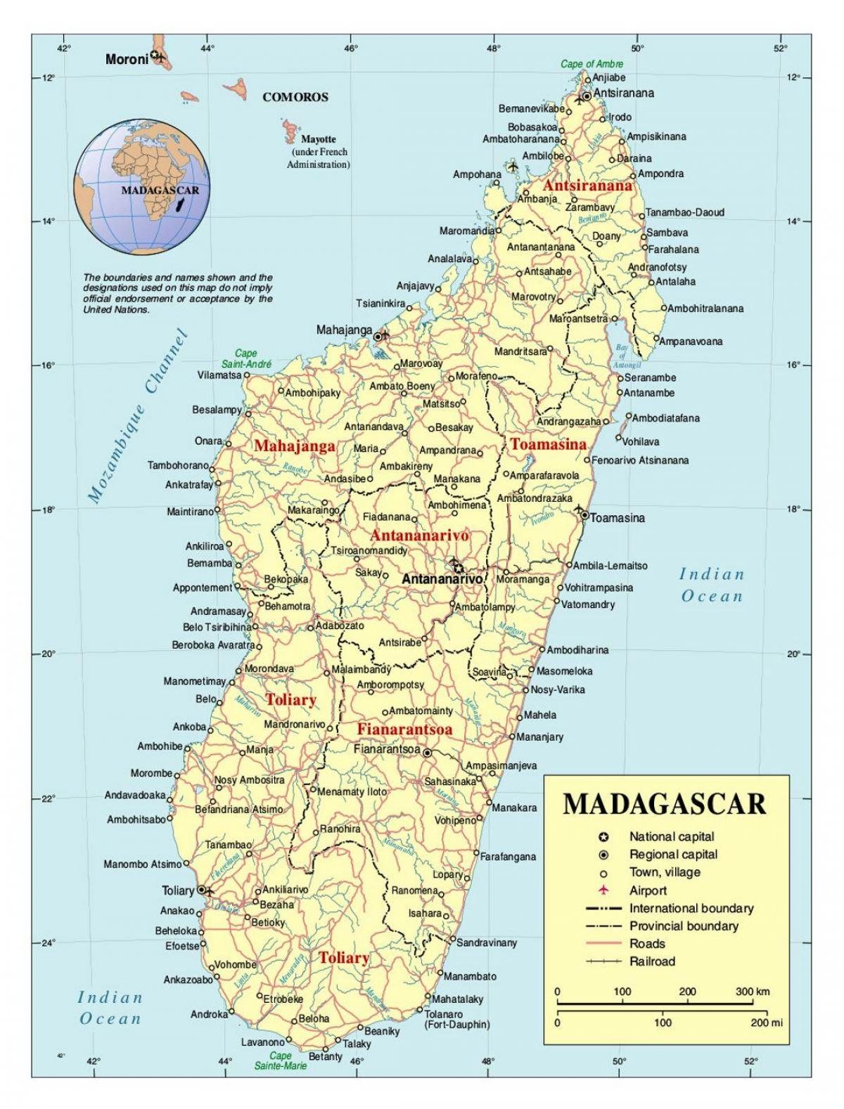 մանրամասն քարտեզը Մադագասկարի