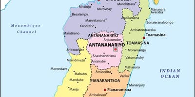 Քարտեզ քաղաքական քարտեզը Մադագասկար